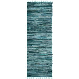 Rag Rug Turquoise/Multi 2 ft. x 10 ft. Striped Speckled Runner Rug