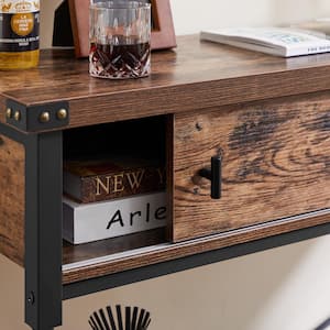 Console Side Table w/ Drawers, 11.8 in. W Vintage Hallway Foyer Table w/ Rectangle Shelves, 31.5 in. H Sofa Table, Brown