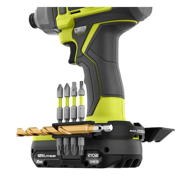 RYOBI - RAIL System Accessory Set (3-Piece) with Base, Magnetic Bit Bar Attach, 180° Magnetic Tray, (2) Screws, (4) Impact Bits