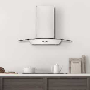 30 in. Convertible Wall Mount Range Hood with Tempered Glass Changeable LED Baffle Filters in Stainless Steel