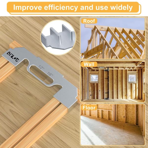 Angel Sar 3-in-1 Precision Aluminum Framing Tools, Stud Master 16 Framing Spacing Tool for 12/14/16 DIY Carpenter