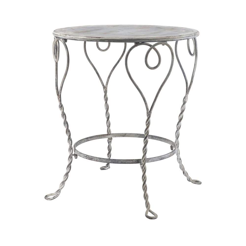 26 in. Outdoor Iron Round Side Table End Table with Twisted Legs in Gray price history on PriceWatchPro