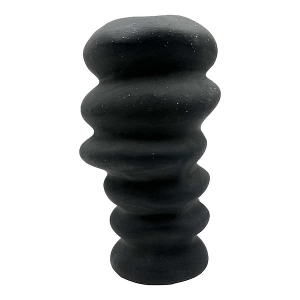 castellousa Black 9 in. Obsidian Curve Stackable Ceramic Vase