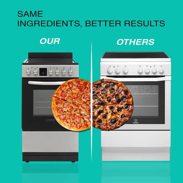 20 in. Electric Cooking Range 4-Elements Ceramic Burners Freestanding 1.9cu. ft. Convection Oven plus Air Fryer in White