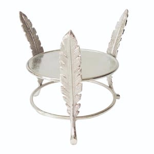 Silver Aluminum Candle Holder Surrounded with 3 Leaf Pillars