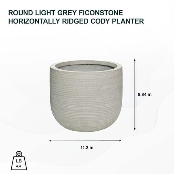 PotteryPots 11.02 in. W x 9.84 in. H Small Round Light Grey