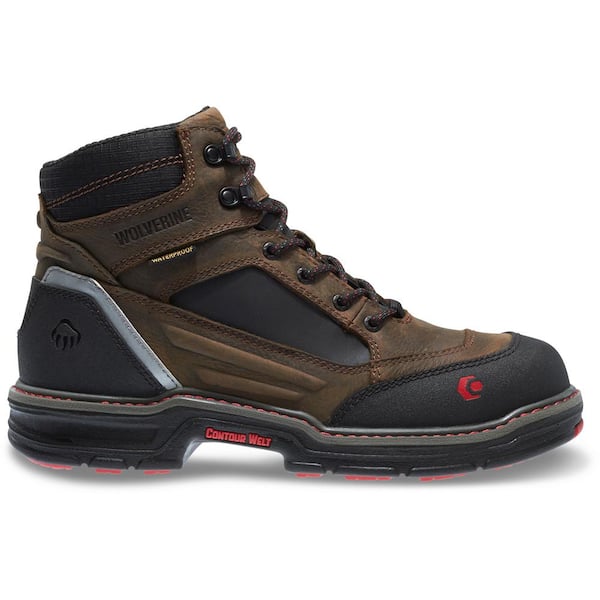 Wolverine Men's Overman Waterproof 6 in. Work Boots - Composite Toe - Brown/Black Size 7.5(W)