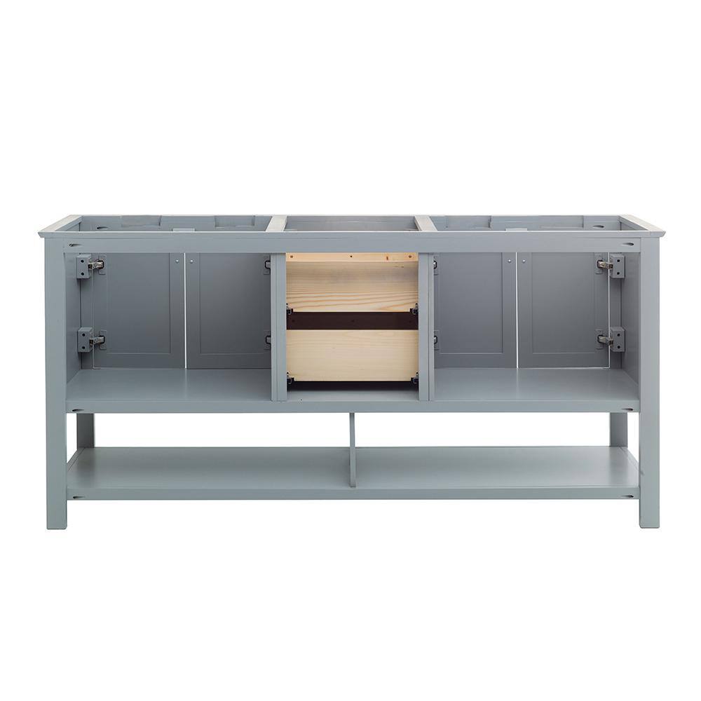 Manchester 72" Gray Solid Wood Freestanding Double Sink Vanity Base