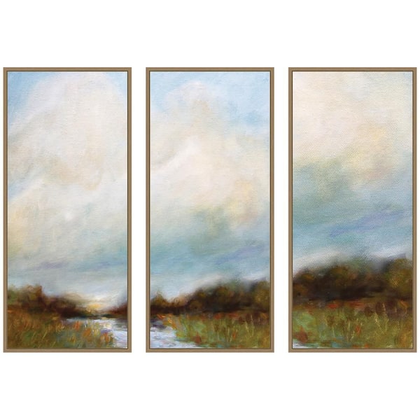 3 Piece Sylvie "Tranquility Panel" by Mary Sparrow Landscape Framed Art Print Set 40 in. x 18 in.