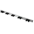 36 in. Adjustable Storage Wall Mount Tool Bar with 5 Rubber Grip Hooks in Black