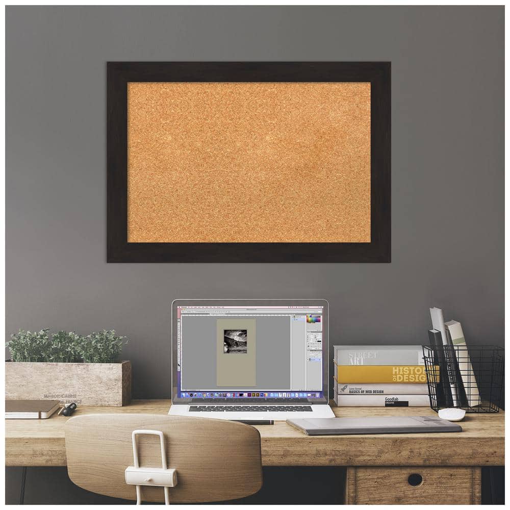 Espresso Brown Framed Natural Corkboard, 24x16