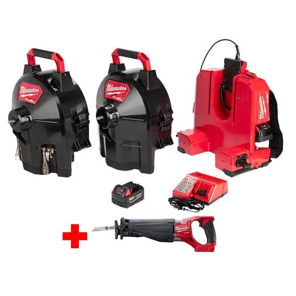 Milwaukee M18 FUEL 18V Lithium-Ion Brushless Cordless 1/2 in. SWITCH PACK Sectional Drum System Kit with Free FUEL SAWZALL