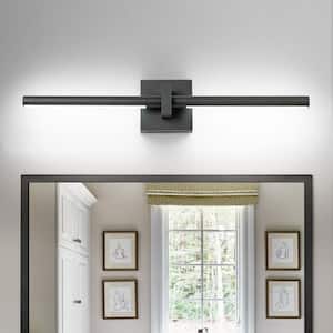 Bourget 23.3 in. 2-Light Black Rotatable Integrated LED Vanity Light Bar 15W Bathroom