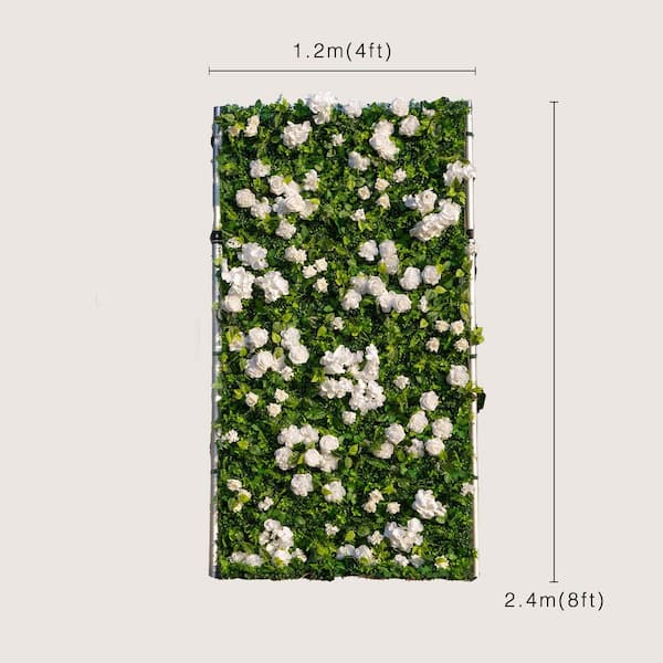 94.5 in. H 3D Artificial Floral Hedge Panel 2 pcs Pink Silk Flower