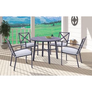 Nusa X-Back Outdoor Aluminum Dining Armchair with Cushion - Set of 2