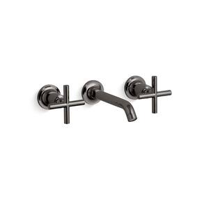 Purist Widespread 1.2 GPM Wall Mount Bathroom Sink Faucet Trim with Cross Handles in Vibrant Titanium