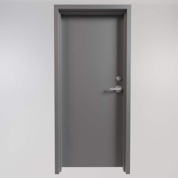 FORTIS DOORS 36 in. x 80 in. Left-Handed Gray Primed Steel Commercial Door Kit with Cyl Lock/Deadbolt and 180 Minute Fire Rating