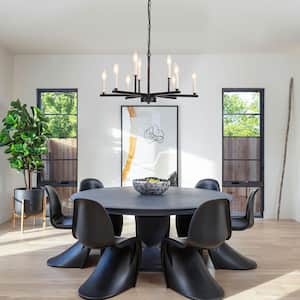 9-Light Black and White Candle Chandelier for Kitchen Island with no Bulbs Included