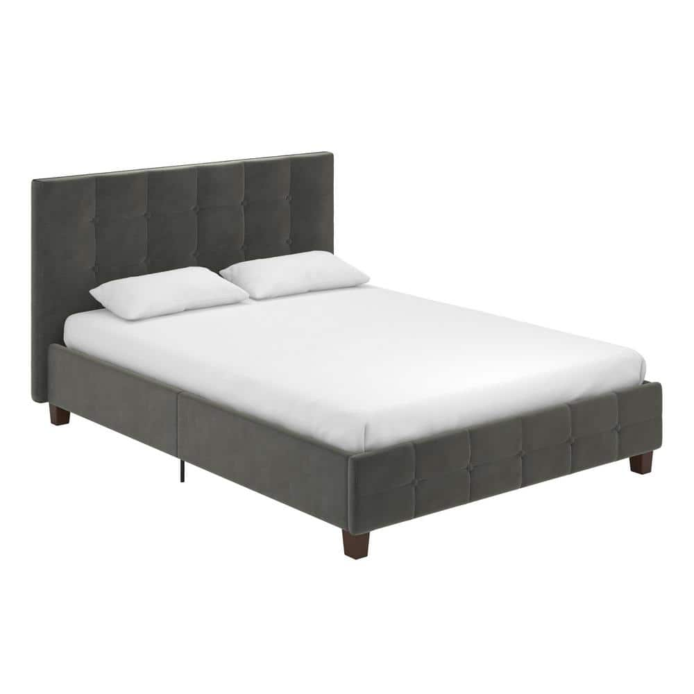 DHP Ryan Gray Velvet Upholstered Full Bed DE02982 - The Home Depot