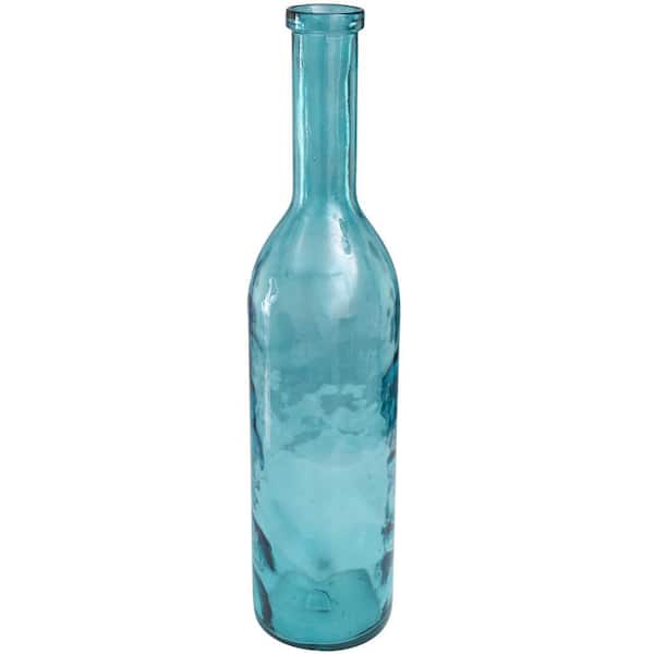 Blue Modern Glass Bottle Big Vase, Size: Large, Shape: Round Shaped