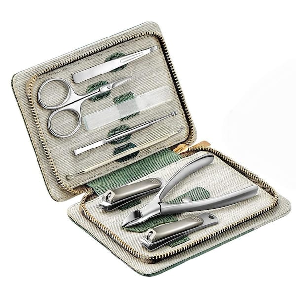 Multi-Functional Personal Care Manicure Pedicure Nail Clipper Set, Personal Care Tools with PU Leather Case in Green