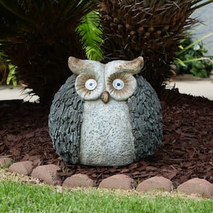 13 in. Tall Outdoor Solar Powered Owl Yard Statue with LED Lights