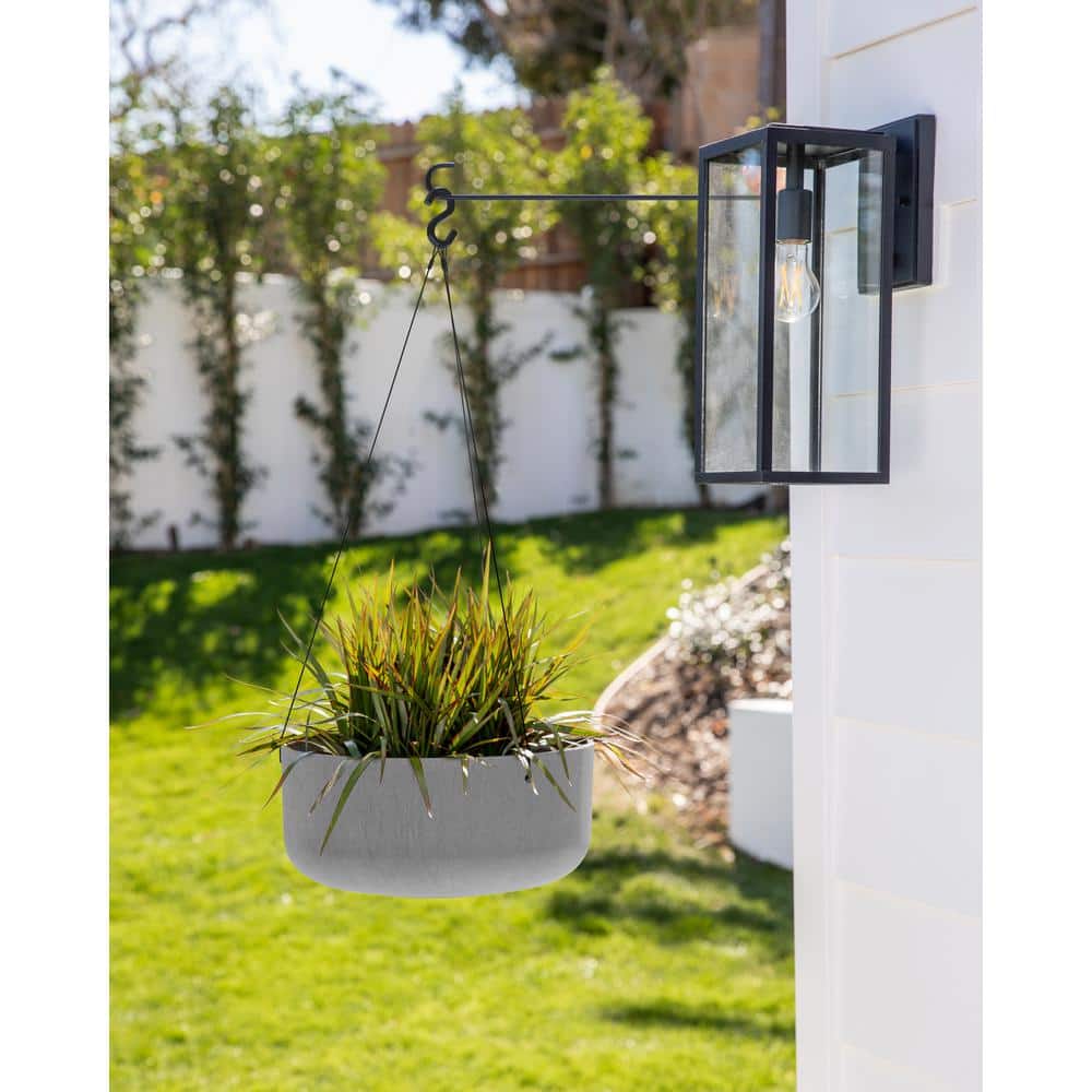 Gray Plastic-Stone Hanging Outdoor Planter Set, 14-inch