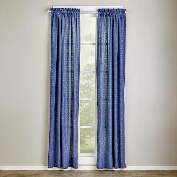 SKL Home Hopscotch 42 in. W x 63 in. L Polyester/Cotton Blend Light Filtering Window Panel in Denim Blue