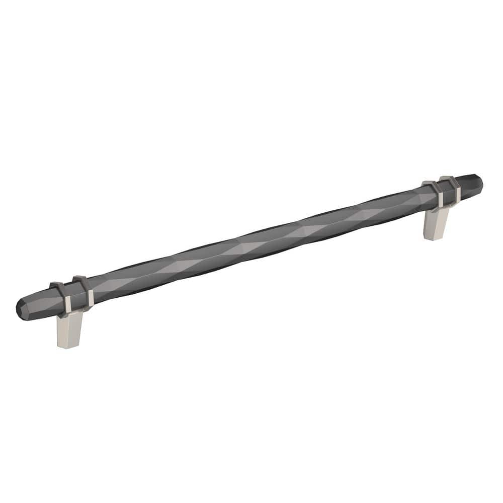London 10-1/16 in. (256mm) Modern Black Chrome/Satin Nickel Bar Cabinet Pul
