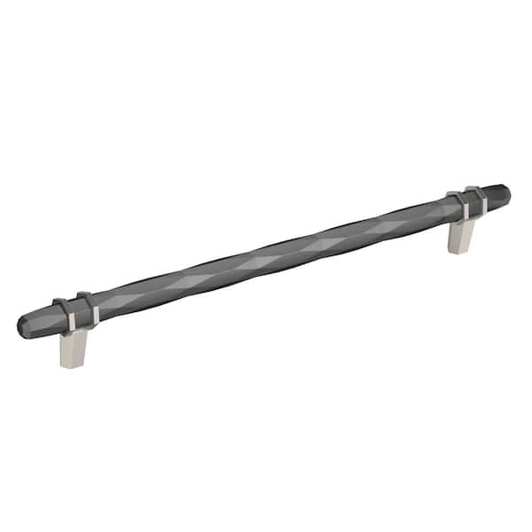 Amerock London 10-1/16 in. (256mm) Modern Black Chrome/Satin Nickel Bar Cabinet Pull