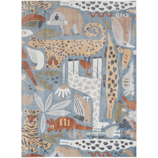 Nourison Astra Machine Washable Multicolor 9 ft. x 12 ft. Graphic Contemporary Area Rug
