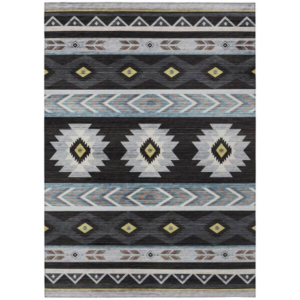 Sonora Black 8 ft. x 10 ft. Geometric Indoor/Outdoor Area Rug