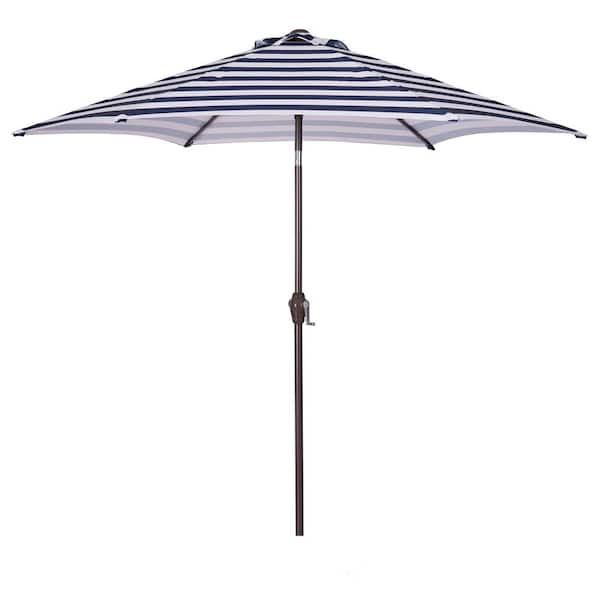 Unbranded Outdoor 8.6 ft. Market Patio Umbrella in Blue and White with Push Button Tilt