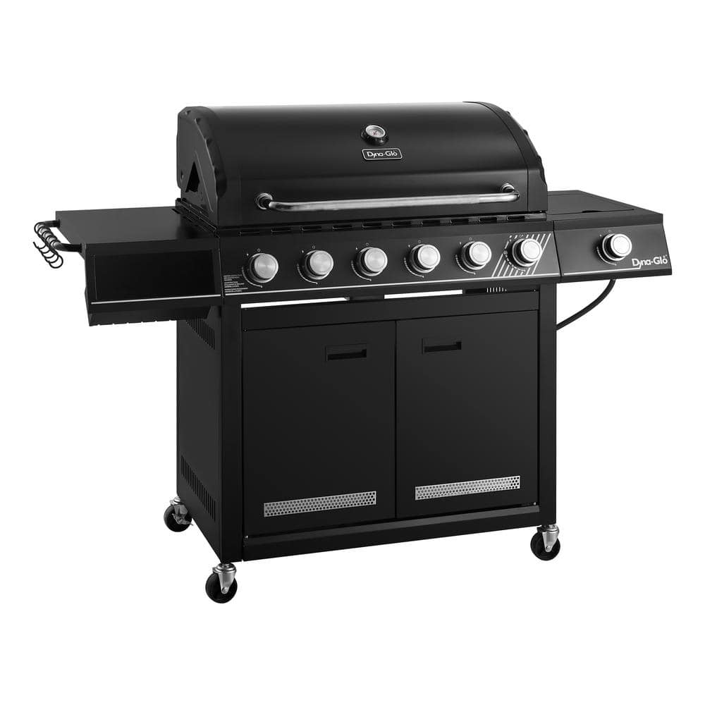 6-Burner Natural Gas Grill in Matte Black with TriVantage Multi-Functional Cooking System -  Dyna-Glo, DGH563CRN-D