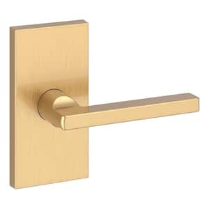 Half Dummy Lifetime Satin Brass Right Hand Square Door Lever with Contemporary 5 in. Rose