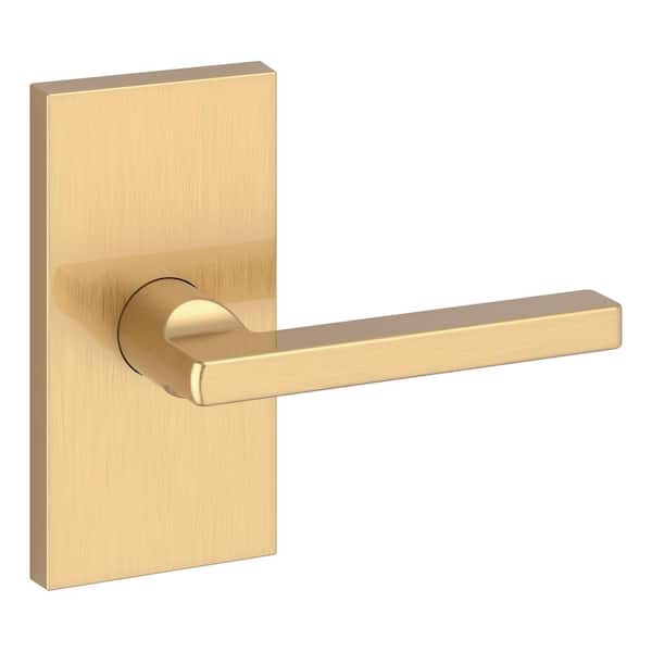 Baldwin 5 in. Passage Right Hand Square Lever Contemporary Rose with 6AL LatchDual Strike Lifetime Satin Brass