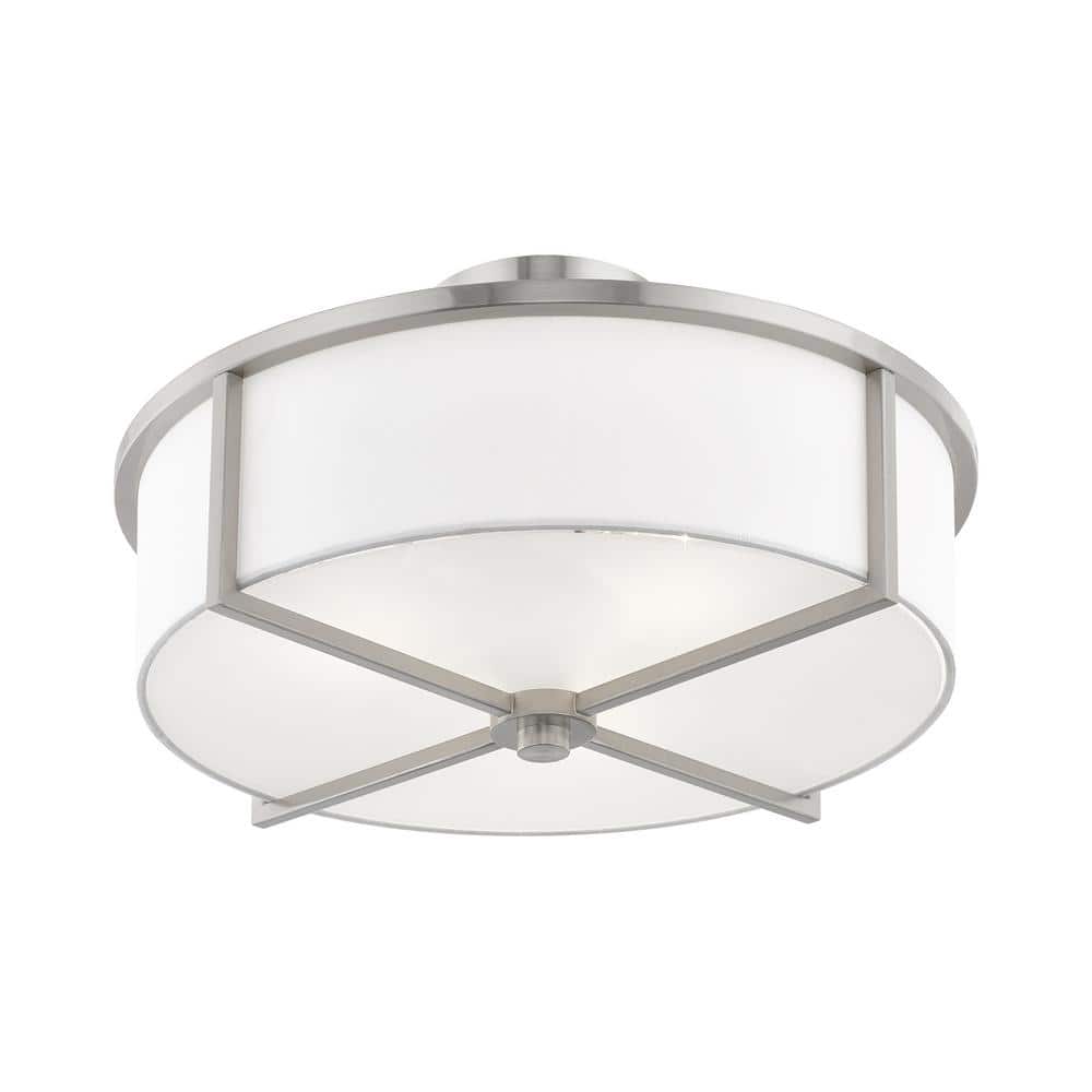 Wesley Brushed Nickel 3-Light Drum Ceiling Mount