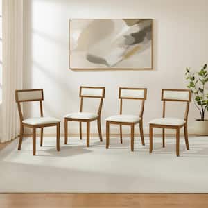 Alessia Brown with Creme Linen High Back Chair Set of 4