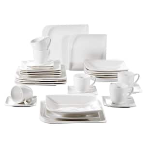30-Piece Casual White Porcelain Dinnerware Set (Service for 6)