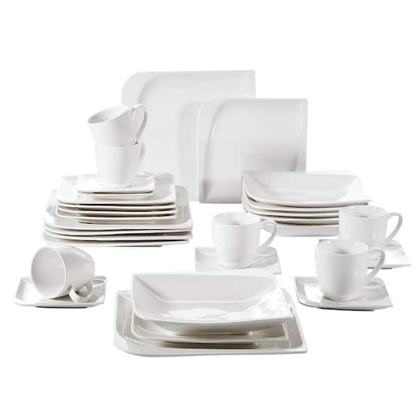 MALACASA Flora 26-Piece White Porcelain Dinnerware Set with Dinner,Soup  ,Dessert Plates (Service for 6) FLORA-26 - The Home Depot