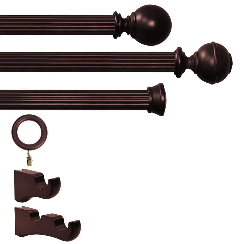 Antique Mahogany Wood Curtain Rings with Clips, Set of 7
