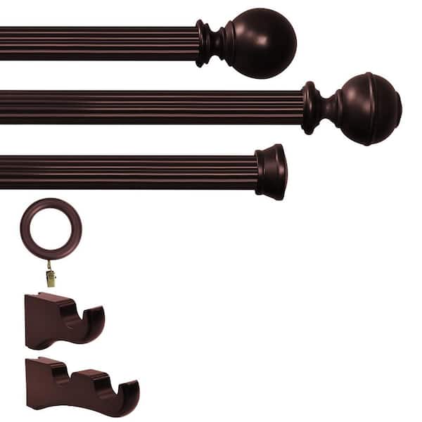 Lumi Home Furnishings Mix And Match Antique Mahogany Wood Double 7 in.  Projection Curtain Rod Bracket (Set of 2) 138DBKTMA - The Home Depot