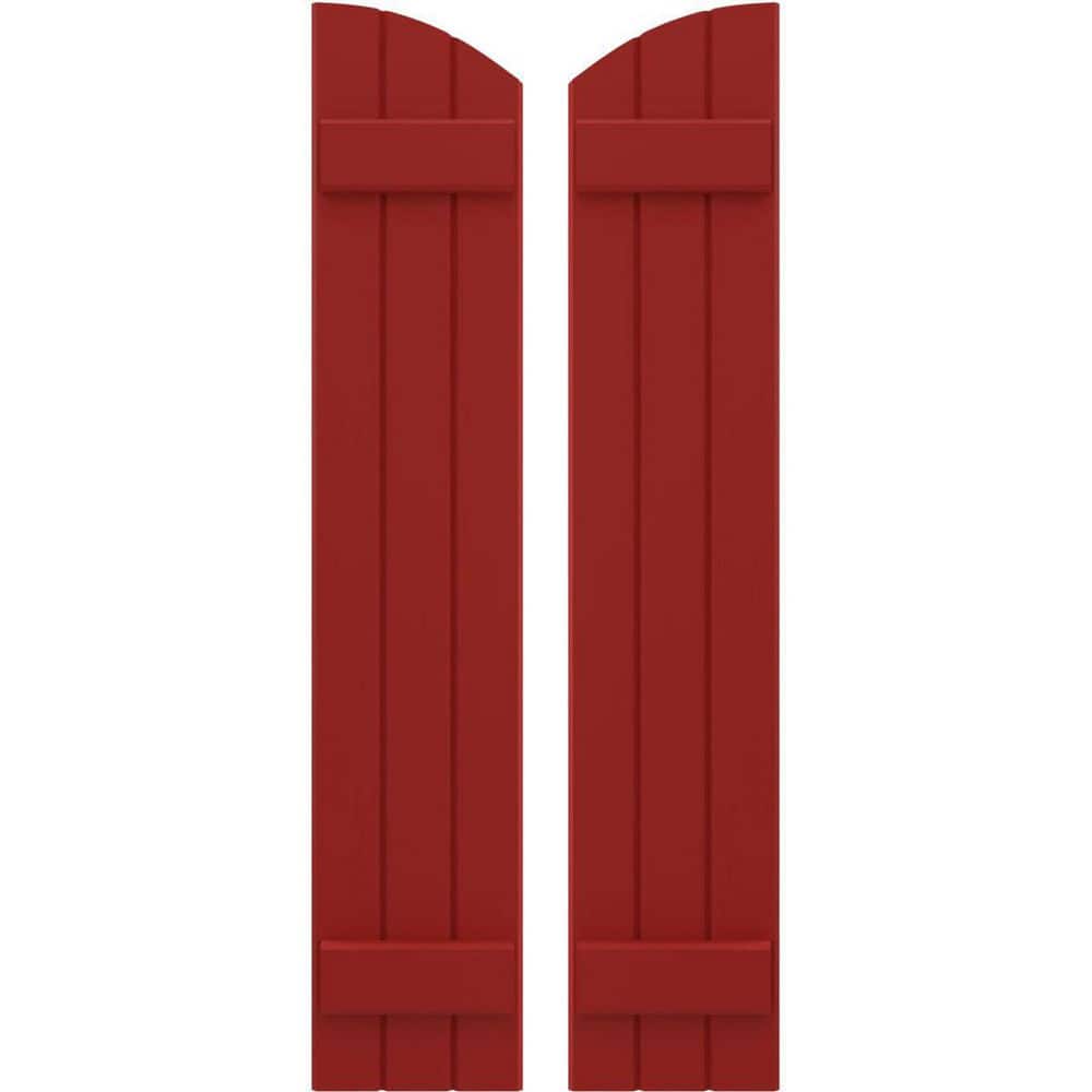 10-1/2 in. W x 42 in. H Americraft Exterior Real Wood Joined Board and Batten Shutters with Elliptical Top in Fire Red price history on PriceWatchPro