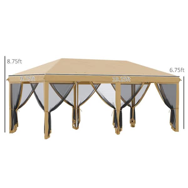 Sudzendf 10 ft. x 20 ft. Beige Pop Up Canopy Tent with
