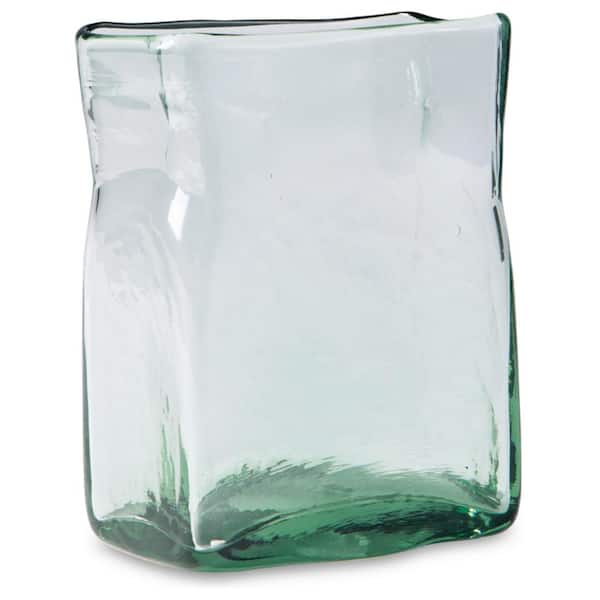 Signature Design By Ashley Taylow 7.5 in. Green Glass Square Decorative Vase