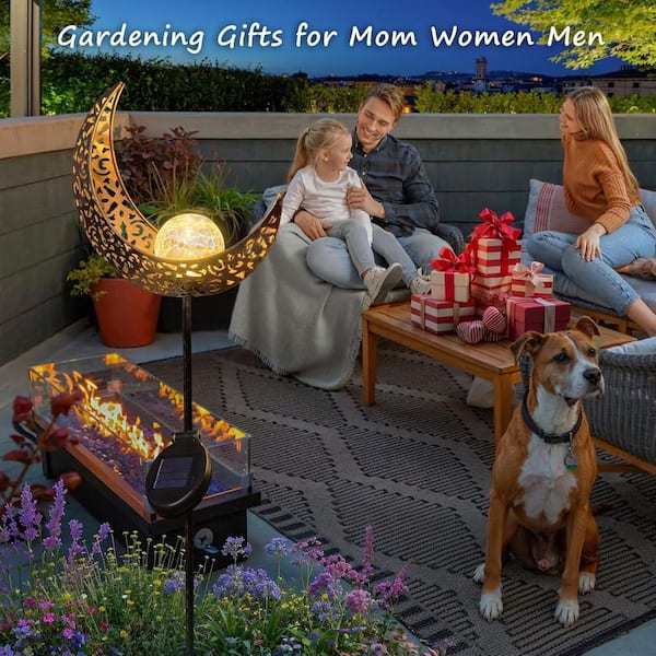 OGETFUUR Moon Solar Lights Outdoor Garden Decor, Waterproof Stakes