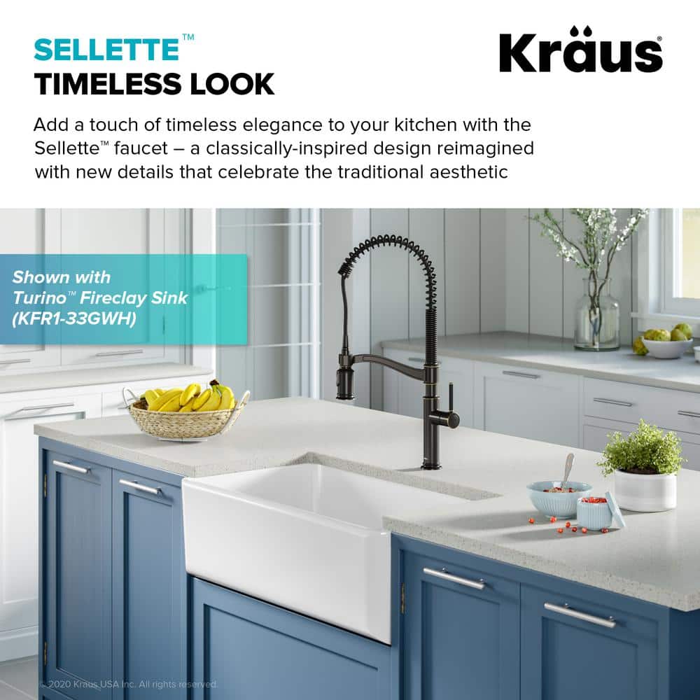 Oil Rubbed Bronze Commercial Pull-Down Kitchen Faucet