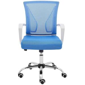 Zuna White and Blue Ergonomic Mesh Mid Back Office Desk Rolling Chair