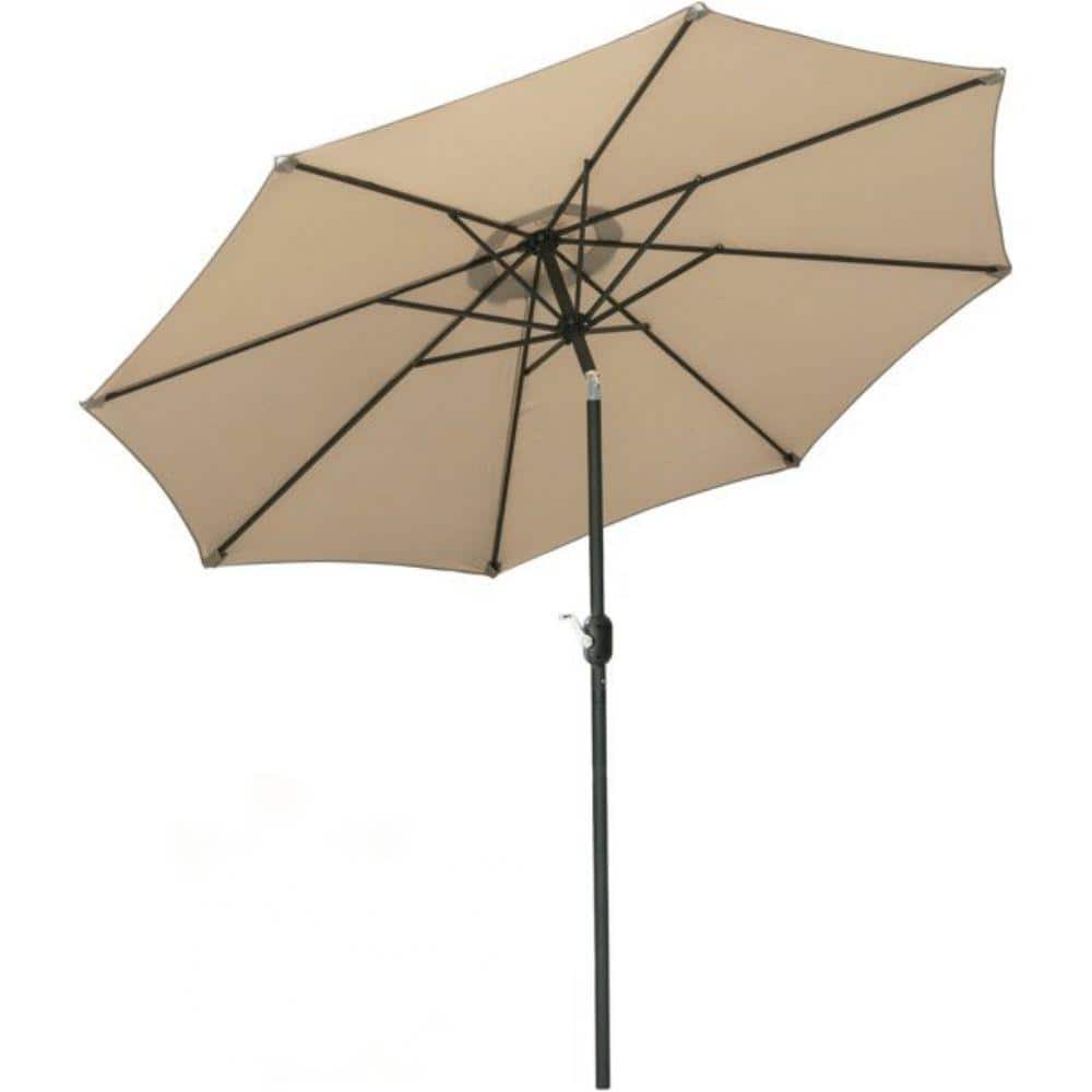 Alpulon 9 ft. Metal Outdoor Market Crank and Tilt Patio Umbrella in Beige ZMWV170 The Home Depot