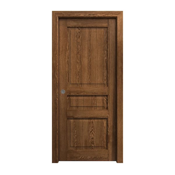 Assemble Required 24 in. x 80 in. Cognac Oak Solid Wood Pocket Door with Hardware